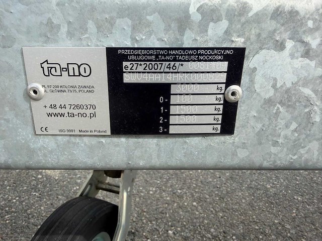 2024 ta-no aanhangwagen *mtm 3000kg* - afbeelding 9 van  17