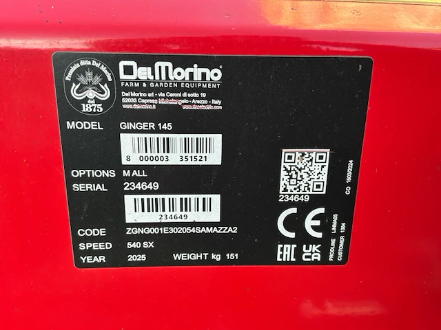 2025 del morino ginger 145m gedragen klepelmaaier - afbeelding 4 van  12