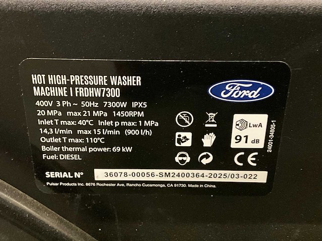 2025 ford frdhw7300 hogedrukreiniger - afbeelding 8 van  8