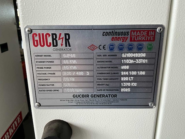 2025 gucbir gjp 66 generatorset - afbeelding 3 van  11