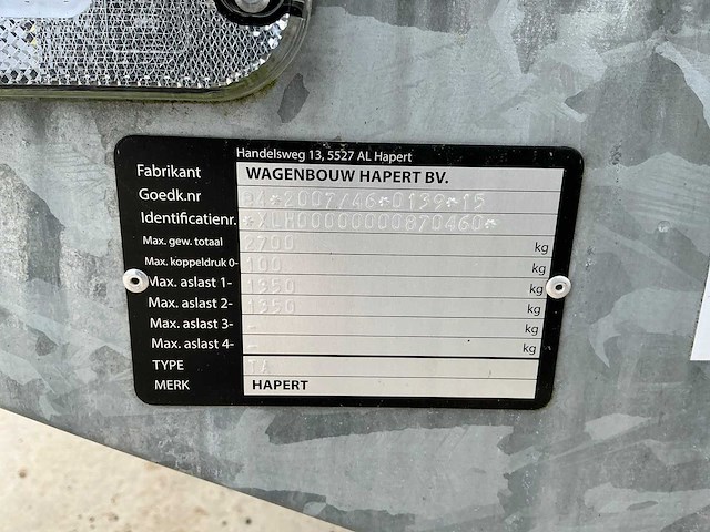 2025 hapert ta aanhangwagen *ongebruikt/garantie* - afbeelding 4 van  8