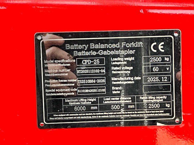 2025 huateng cpd-25 elektrische vorkheftruck - afbeelding 11 van  30