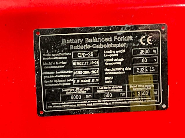 2025 huateng cpd-25 elektrische vorkheftruck - afbeelding 20 van  30