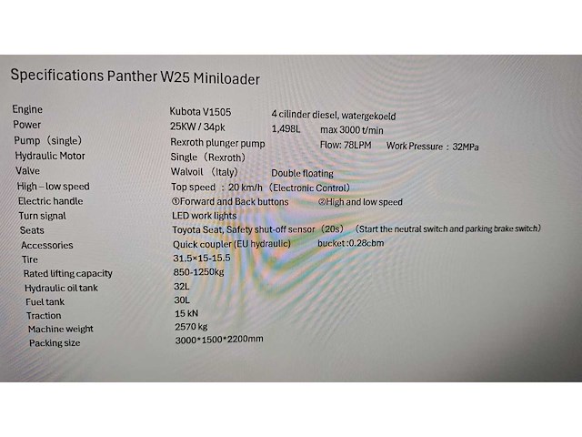 2025 panther w25 (kubota) miniloader - afbeelding 27 van  32