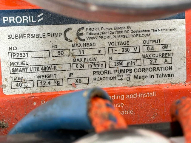 2025 proril smart lite 400 bouwdompelpomp 18m³ - afbeelding 5 van  6