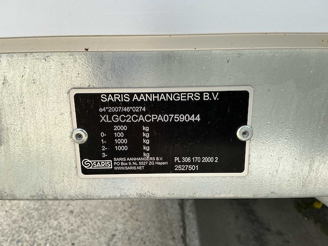 2025 saris c2c platteau aanhangwagen - afbeelding 3 van  11