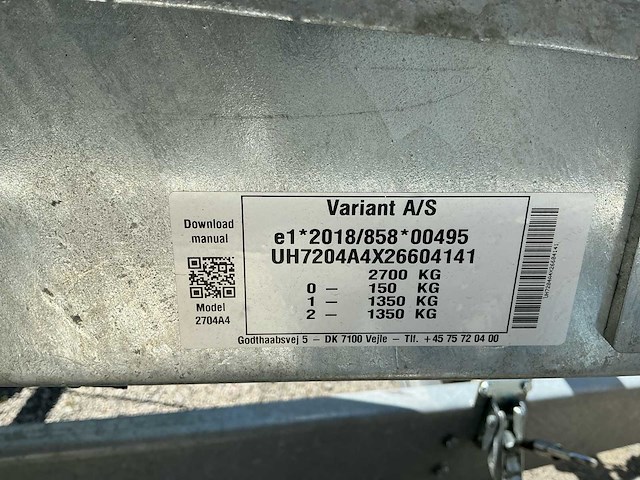 2025 variant aanhangwagen autotransporter *ongebruikt/garantie* - afbeelding 8 van  8