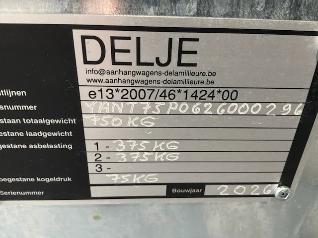 2026 delje aanhangwagen (ongebruikt) - afbeelding 3 van  13