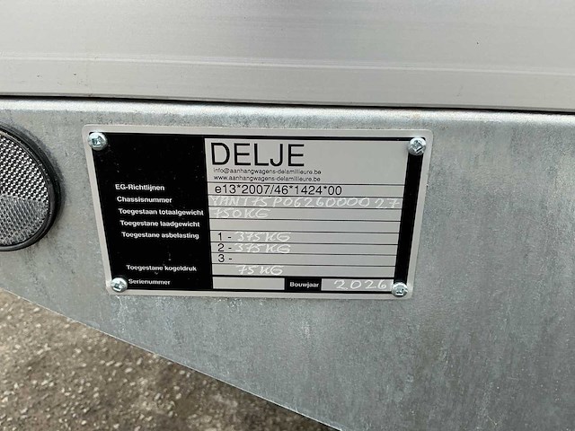 2026 delje t75 plateau aanhangwagen *ongebruikt/garantie* - afbeelding 8 van  8
