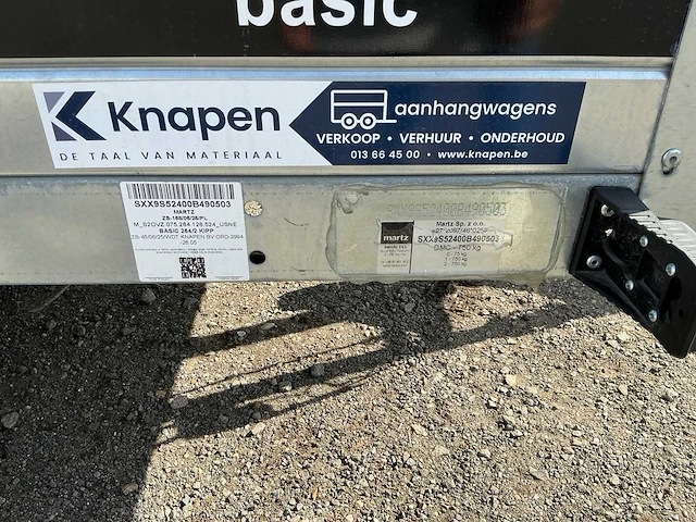 2026 martz basic 264/2 kipp - bakwagen 264 x 126 - 750kg - aanhangwagen - dubbelas - afbeelding 4 van  14