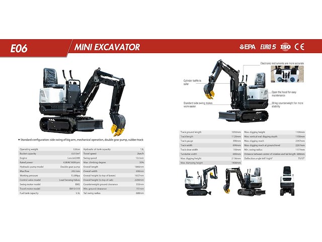 2026 nuoman minigraafmachine (70cm) 0.6t - side swing - afbeelding 11 van  19