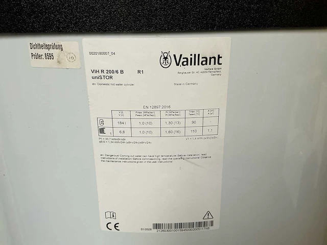 2026 vaillant vih r 200/6 b warm waterboiler cv - afbeelding 4 van  4