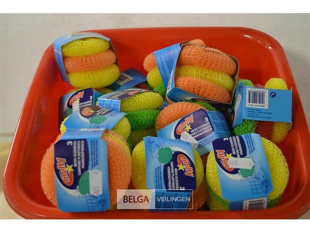 ±20x 3st pannensponsen +2x 2st microvezeldoek 30x30cm - afbeelding 1 van  3