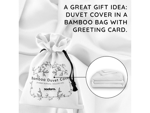 20x bamboe duvet cover 155 x 220 cm, wit effen - afbeelding 1 van  1