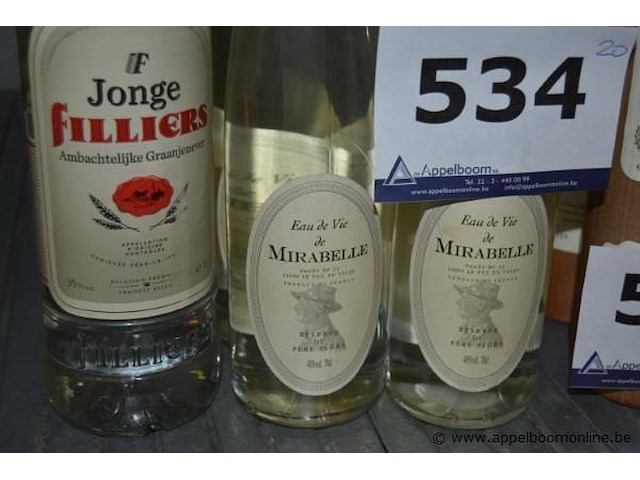 20x fles gedistilleerde drank, wo. 1x filliers jonge ambachtelijke graanjenever, diverse reserve du pere vages eau de vie de mirabelle en l'heritage de l'abbe rousseau marc de bourgogne - afbeelding 2 van  4