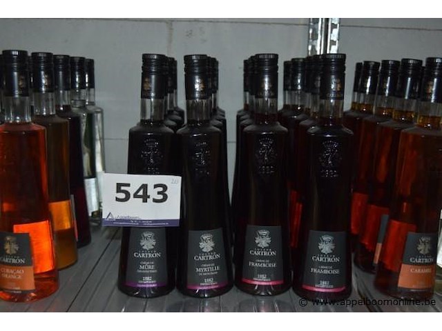 20x fles likeur, joseph cartron, wo. crème de mûre, crème de myrtille, crème de framboise, curaçao orange - afbeelding 1 van  2