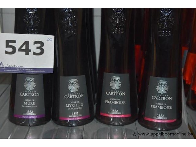 20x fles likeur, joseph cartron, wo. crème de mûre, crème de myrtille, crème de framboise, curaçao orange - afbeelding 2 van  2