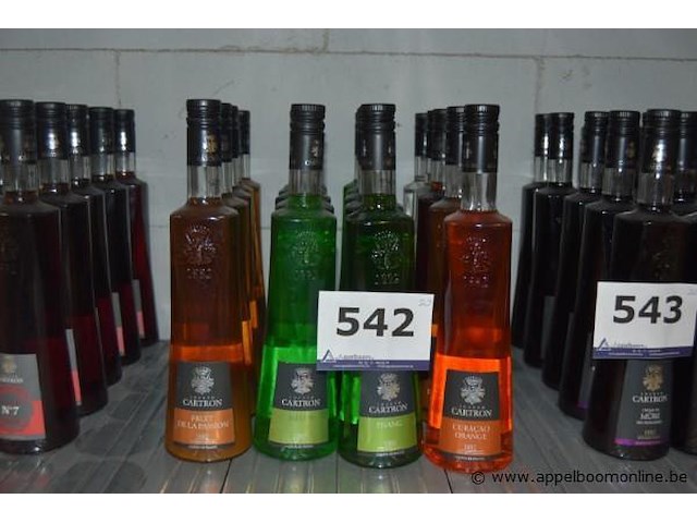 20x fles likeur, joseph cartron, wo. fruit de la passion, melon, pisang, curaçao orange, n°7, mûre, 70cl - afbeelding 1 van  2