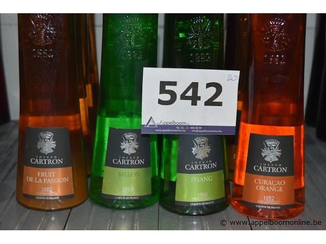 20x fles likeur, joseph cartron, wo. fruit de la passion, melon, pisang, curaçao orange, n°7, mûre, 70cl - afbeelding 2 van  2