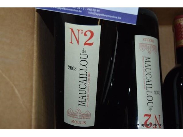 20x fles rode wijn, maucaillou, n°2 de maucaillou, moulis, 2008, 75cl - afbeelding 2 van  3