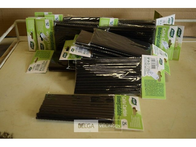 20x25st kartonnen cocktailrietjes 140x6mm - afbeelding 1 van  1