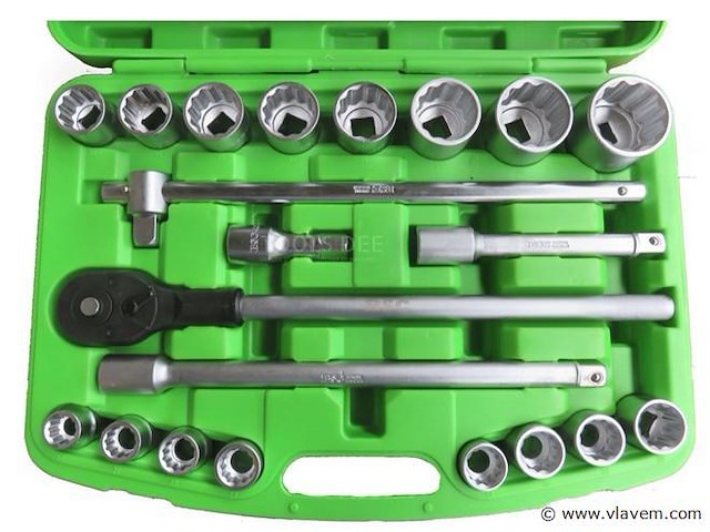 21 delige doppenset 3/4" met ratel bsc - afbeelding 1 van  2