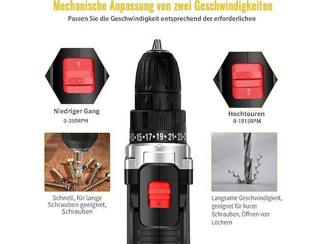 21 v accuschroefboormachine met !1 x 1500 mah batterijen - afbeelding 4 van  6