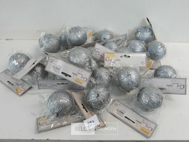 21 x kerstbal pvc zilver met glitters 6 cm - afbeelding 1 van  3