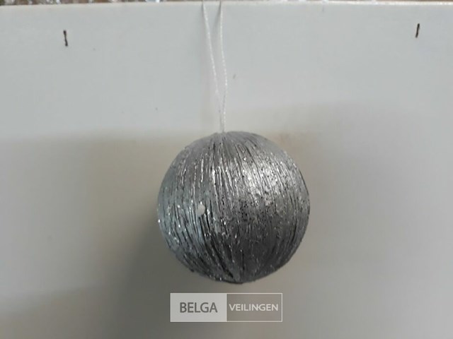 21 x kerstbal pvc zilver met glitters 6 cm - afbeelding 3 van  3