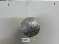 21 x kerstbal pvc zilver met glitters 6 cm - afbeelding 3 van  3