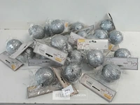21 x kerstbal pvc zilver met glitters 6 cm