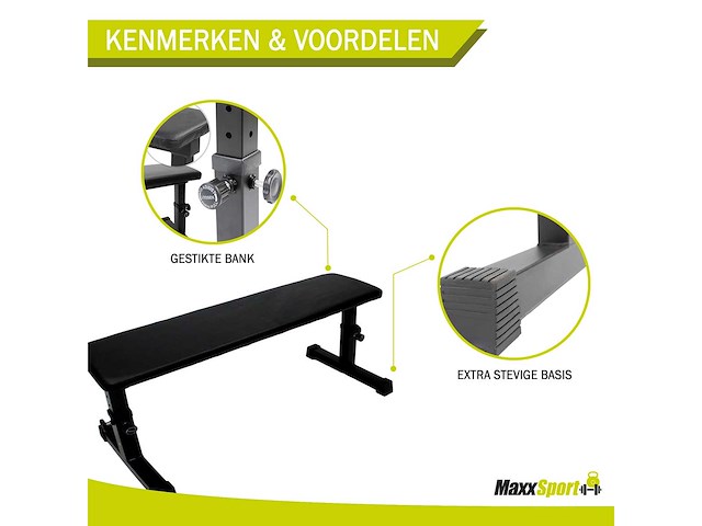 21378 - maxxsport vlakke halterbank - 110x45cm - afbeelding 2 van  5