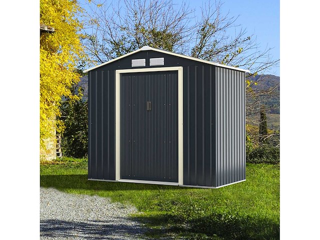 2,13m x 1,22m metalen prieel met dubbele afsluitbare schuifdeur - afbeelding 1 van  10