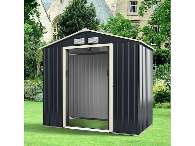 2,13m x 1,22m metalen prieel met dubbele afsluitbare schuifdeur - afbeelding 7 van  10