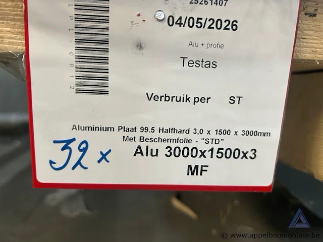 22 aluminium platen, afmetingen 3000 x 1500 x 3 mm - afbeelding 2 van  3