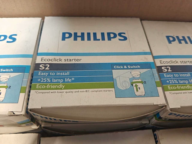 225x philips ecoclick s2 tl-starters 4-22w (9 dozen van 25 stuks - nieuw) - afbeelding 3 van  4