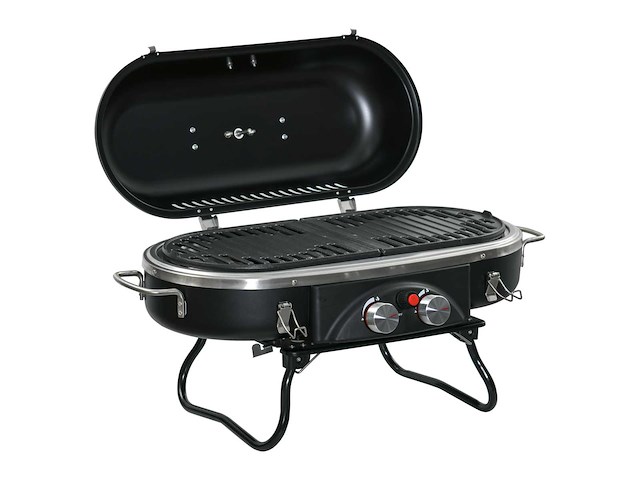 2,34 kw opvouwbare gasgrill met 2 roestvrijstalen branders - afbeelding 3 van  5