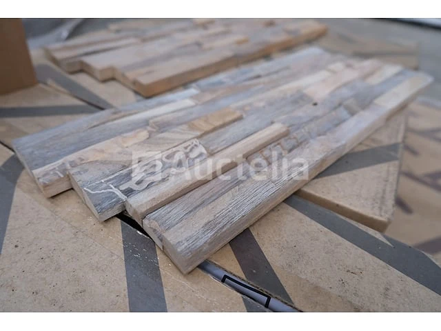 24 pakketten van 1 m² indo teak gun gerookte 3d-paneling - afbeelding 4 van  5