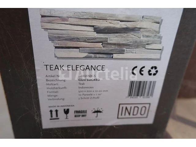 24 pakketten van 1 m² indo teak gun gerookte 3d-paneling - afbeelding 5 van  5