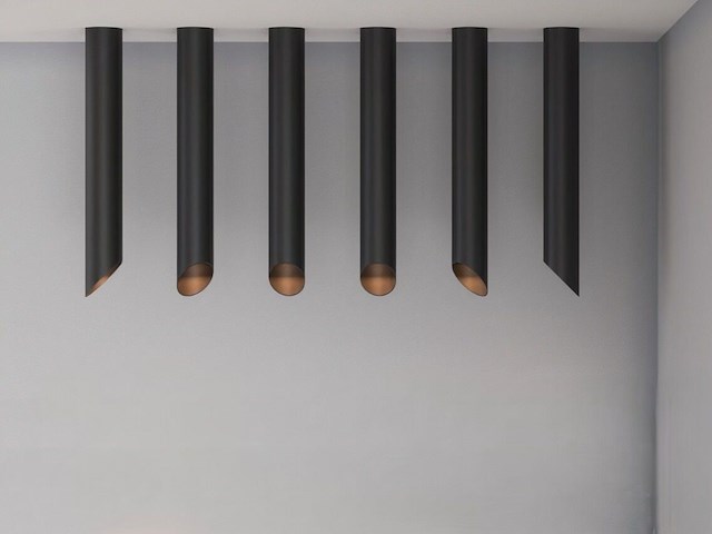 24 x gu10 opbouw design armatuur cilinder zand zwart 45cm - afbeelding 4 van  10