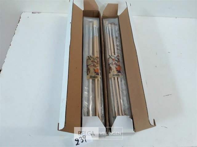 24 x penselen plat 12 x nr 2 + 12 x nr 4 - afbeelding 1 van  3