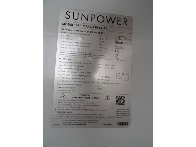 24 x zonnepaneel sunpower max6 435 ac (10.440 wp) - afbeelding 4 van  4