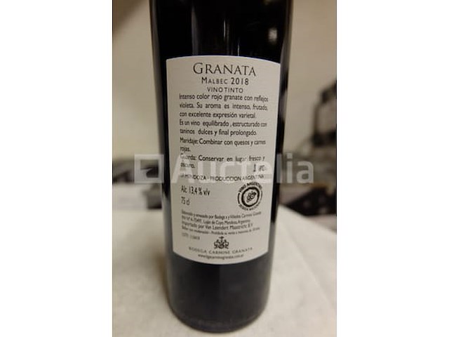 240 flessen rode wijn 75 cl - argentinië granata malbec 2018 - afbeelding 3 van  4