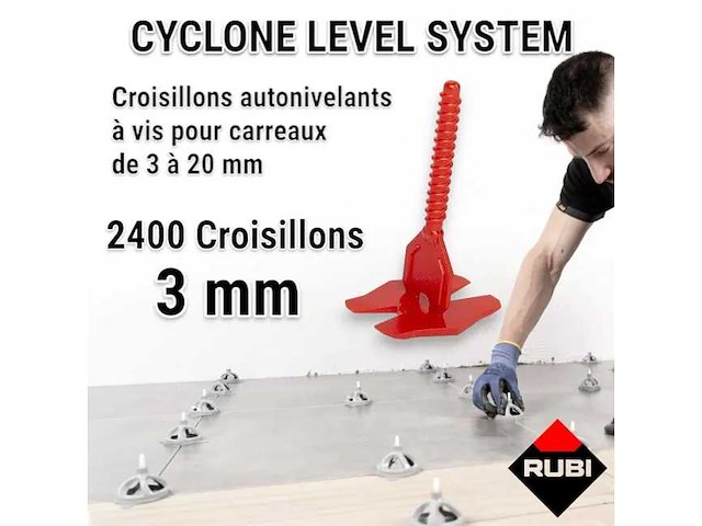 2400 3mm zelfnivellerende schroefbeugels in "i" cycloon rubi - afbeelding 3 van  6