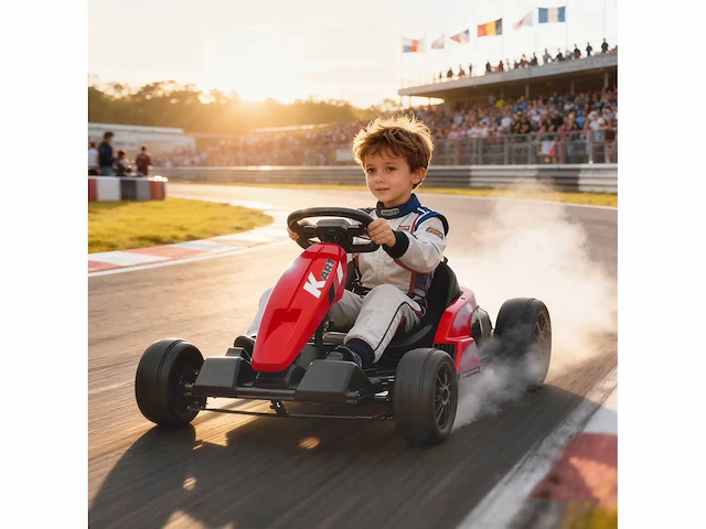 24v elektrische kinderkart, gokart, 2 x 150w motor, driftmodus, verstelbare stoel, zachte start, rood - afbeelding 1 van  6