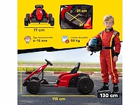 24v elektrische kinderkart, gokart, 2 x 150w motor, driftmodus, verstelbare stoel, zachte start, rood - afbeelding 3 van  6