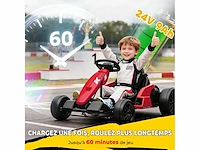 24v elektrische kinderkart, gokart, 2 x 150w motor, driftmodus, verstelbare stoel, zachte start, rood - afbeelding 5 van  6