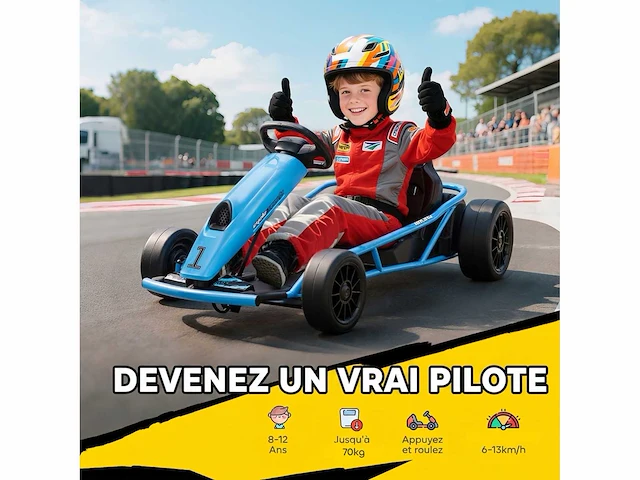 24v elektrische kinderkart, gokart met driftmodus, 2 motoren, zachte start - afbeelding 4 van  5