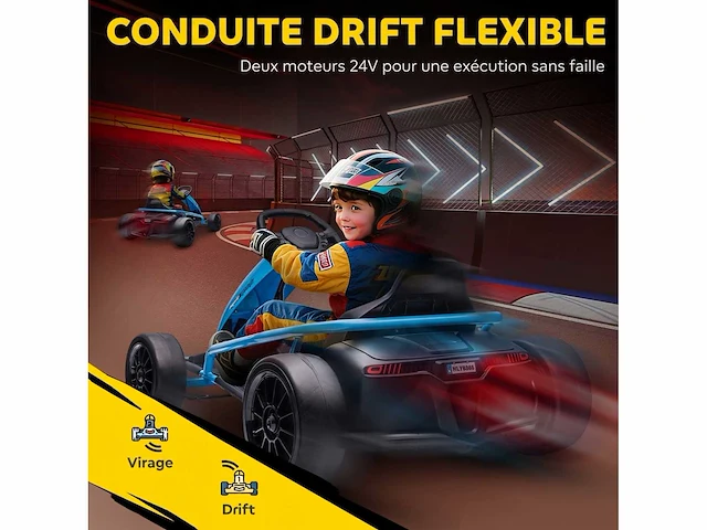 24v elektrische kinderkart, gokart met driftmodus, 2 motoren, zachte start - afbeelding 5 van  5