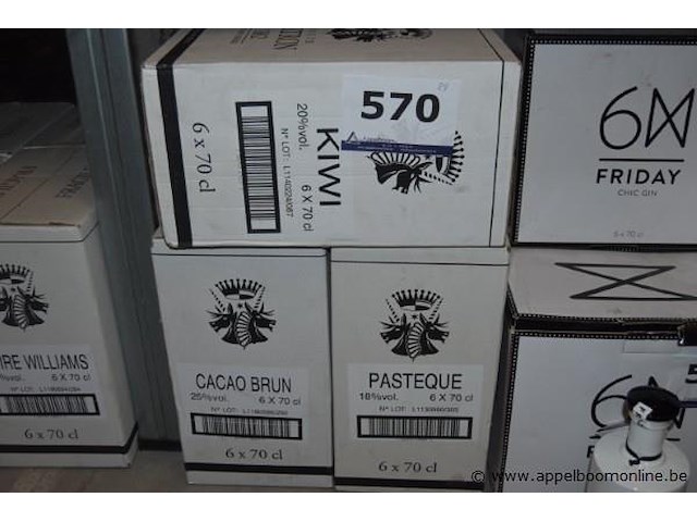 24x fles likeur, 6m, wo. 6x kiwi 20%vol, 6x cacao brun 25%vol, 6x pasteque 18%vol - afbeelding 1 van  2